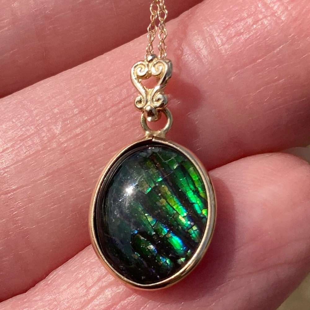 14k Ammolite Necklace - Picture 9 of 11